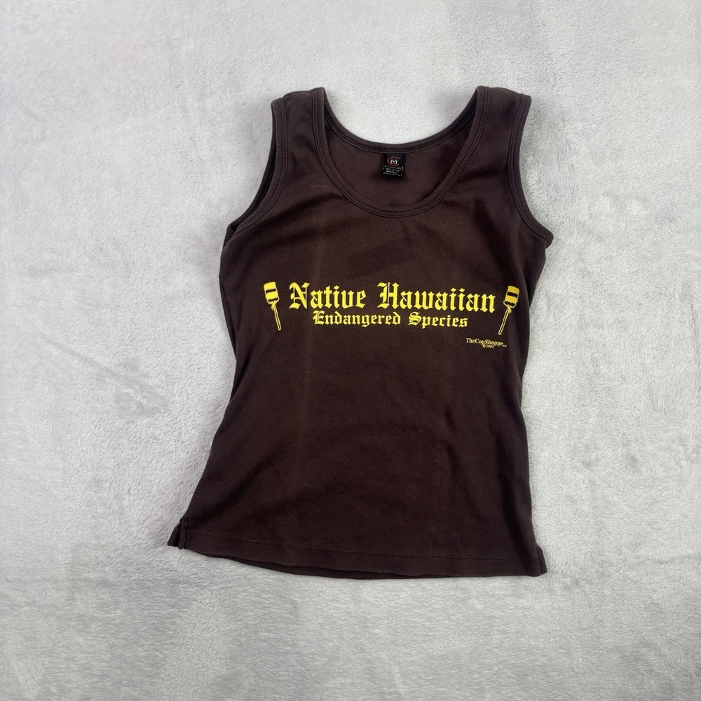 VTG 2004 Native Hawaiian Endangered Species Brown Tank Top Graphic Shirt Women M